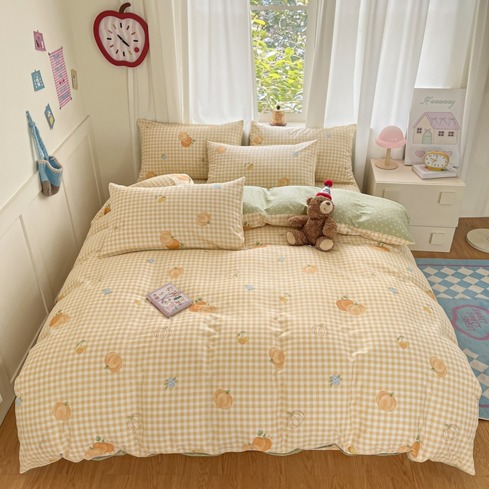 91家纺网 家纺一手货源 找家纺 首尔家纺 2026新款全棉纯棉小清新四件套 丰收季节