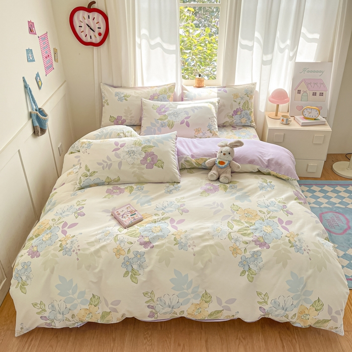 91家纺网 家纺一手货源 找家纺 首尔家纺 2026新款全棉纯棉小清新四件套 水墨嫣然