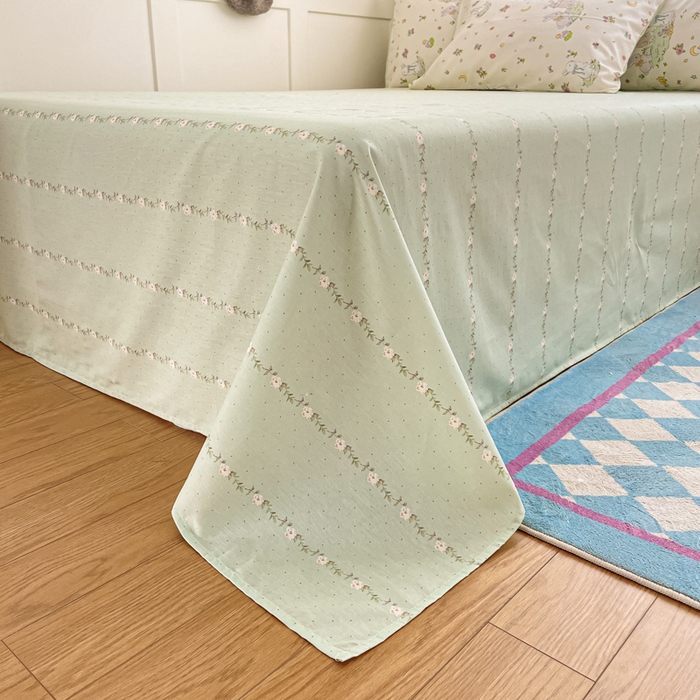 91家纺网 家纺一手货源 找家纺 首尔家纺 2026新款全棉纯棉小清新四件套 月下小兔