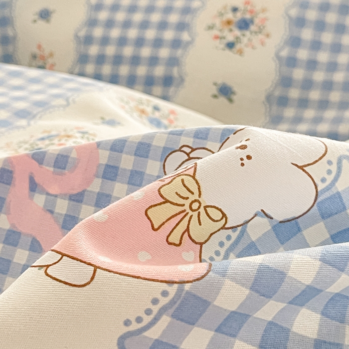 91家纺网 家纺一手货源 找家纺 首尔家纺 2026新款全棉纯棉小清新四件套 盼夏少女