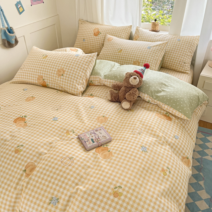 91家纺网 家纺一手货源 找家纺 首尔家纺 2026新款全棉纯棉小清新四件套 丰收季节