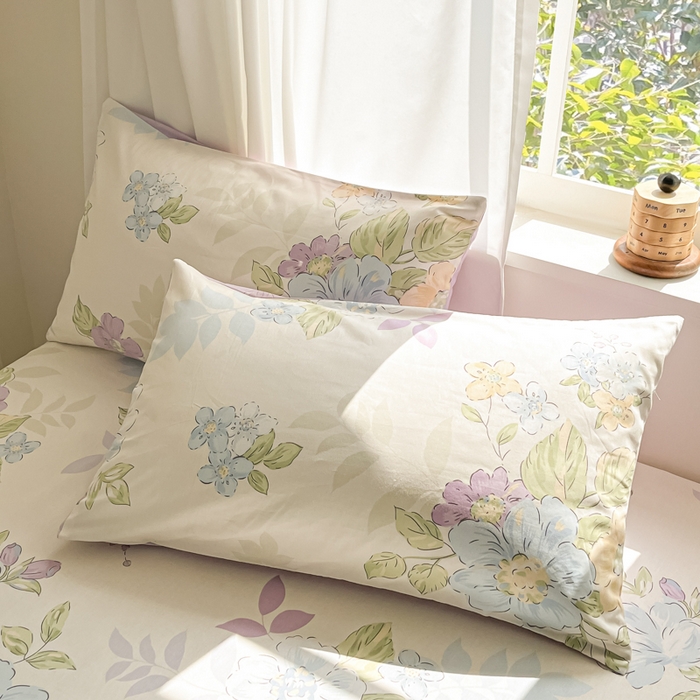 91家纺网 家纺一手货源 找家纺 首尔家纺 2026新款全棉纯棉小清新四件套 水墨嫣然