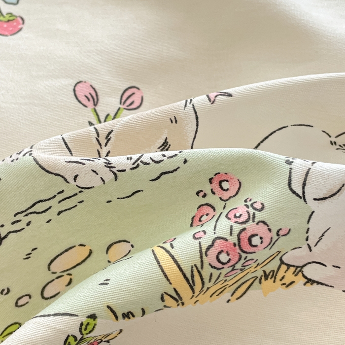 91家纺网 家纺一手货源 找家纺 首尔家纺 2026新款全棉纯棉小清新四件套 月下小兔