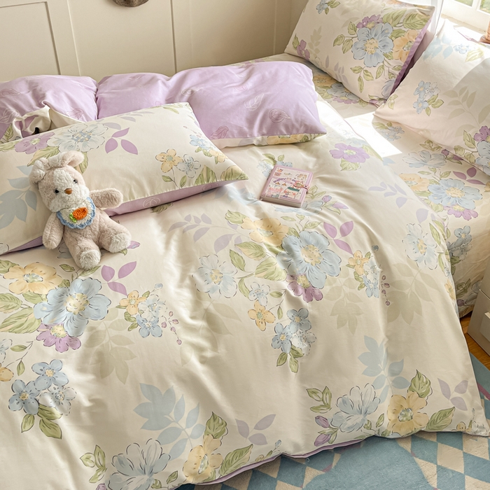 91家纺网 家纺一手货源 找家纺 首尔家纺 2026新款全棉纯棉小清新四件套 水墨嫣然