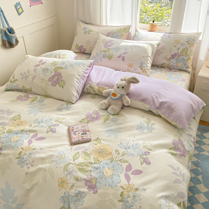 91家纺网 家纺一手货源 找家纺 首尔家纺 2026新款全棉纯棉小清新四件套 水墨嫣然