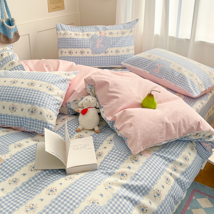 91家纺网 家纺一手货源 找家纺 首尔家纺 2026新款全棉纯棉小清新四件套 盼夏少女