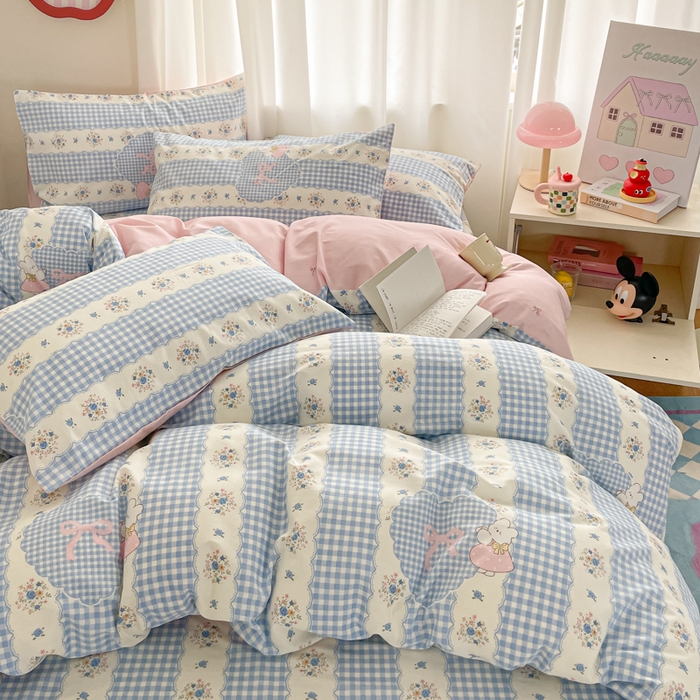 91家纺网 家纺一手货源 找家纺 首尔家纺 2026新款全棉纯棉小清新四件套 盼夏少女