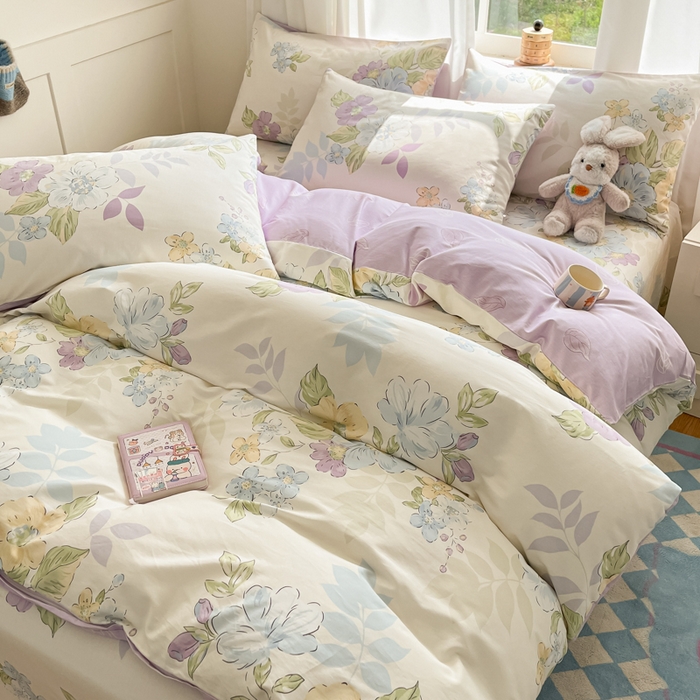 91家纺网 家纺一手货源 找家纺 首尔家纺 2026新款全棉纯棉小清新四件套 水墨嫣然