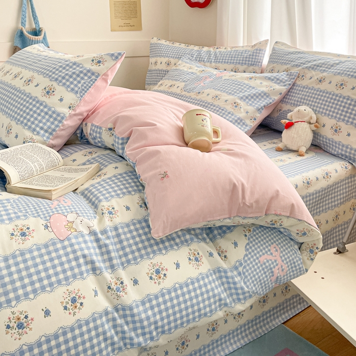 91家纺网 家纺一手货源 找家纺 首尔家纺 2026新款全棉纯棉小清新四件套 盼夏少女