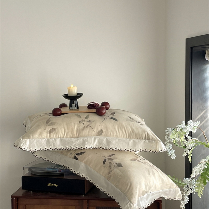 91家纺网 家纺一手货源 找家纺 慕晨 2026新款天丝莱赛尔棉麻数码印色织花边夏被四件套高级田园美式直播热款 漫夏