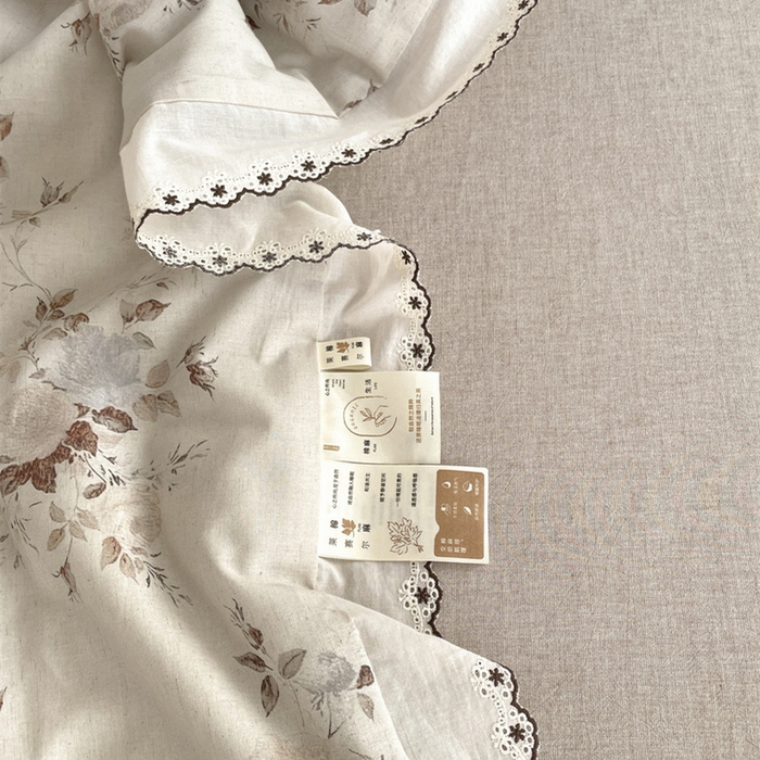 91家纺网 家纺一手货源 找家纺 慕晨 2026新款天丝莱赛尔棉麻数码印色织花边夏被四件套高级田园美式直播热款 浅棠