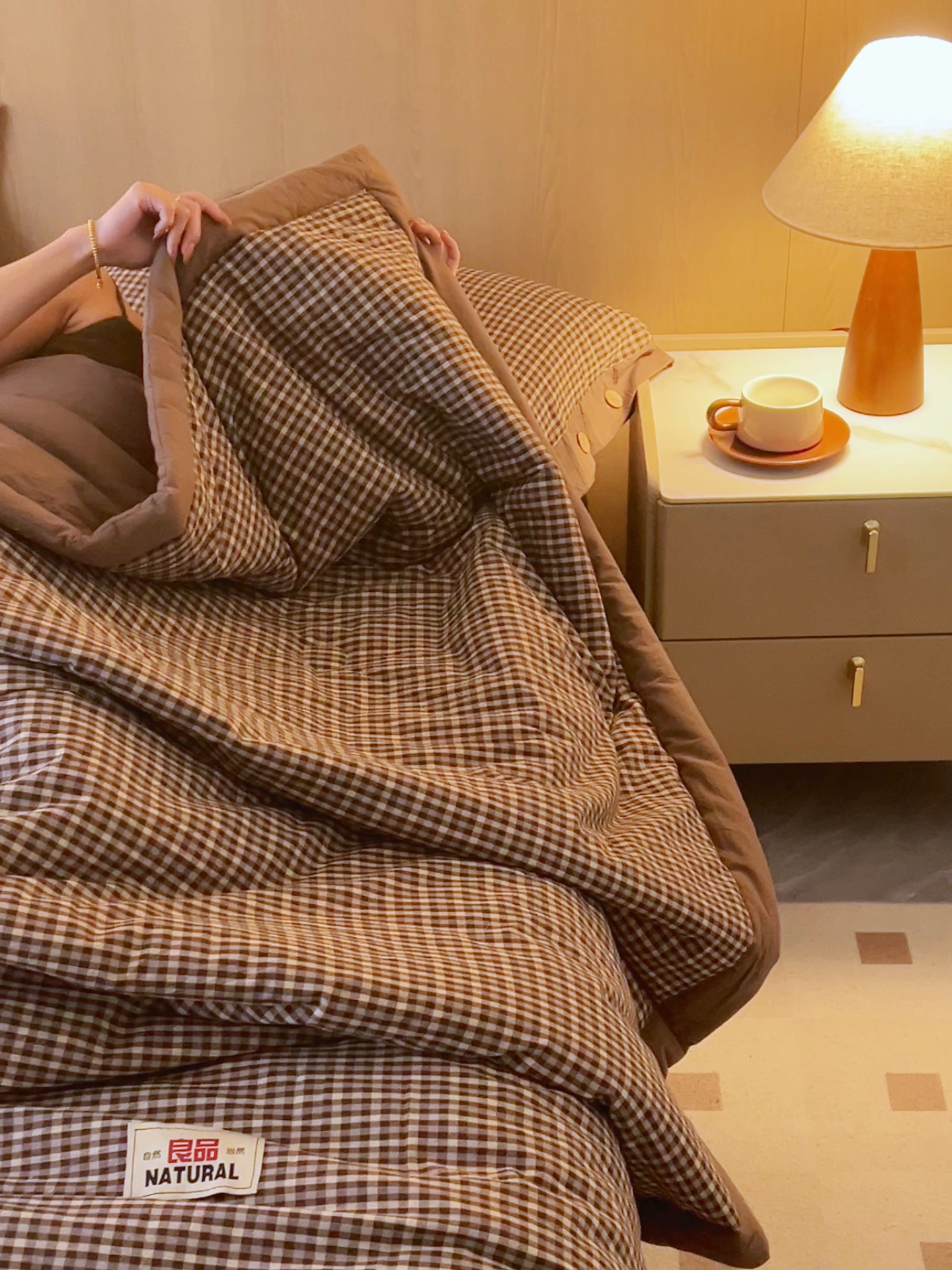 91家纺网 家纺一手货源 找家纺 恬思语家纺 2026春夏新款全棉加密色织棉花夏凉被夏被四件套-美拉德系列 棕小格