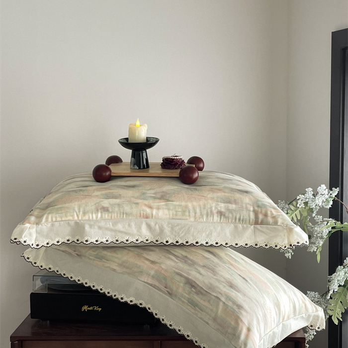 91家纺网 家纺一手货源 找家纺 慕晨 2026新款天丝莱赛尔棉麻数码印色织花边夏被四件套高级田园美式直播热款 轻织