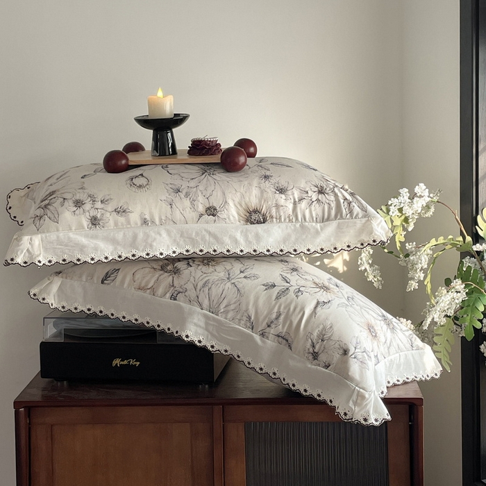 91家纺网 家纺一手货源 找家纺 慕晨 2026新款天丝莱赛尔棉麻数码印色织花边夏被四件套高级田园美式直播热款 清缕