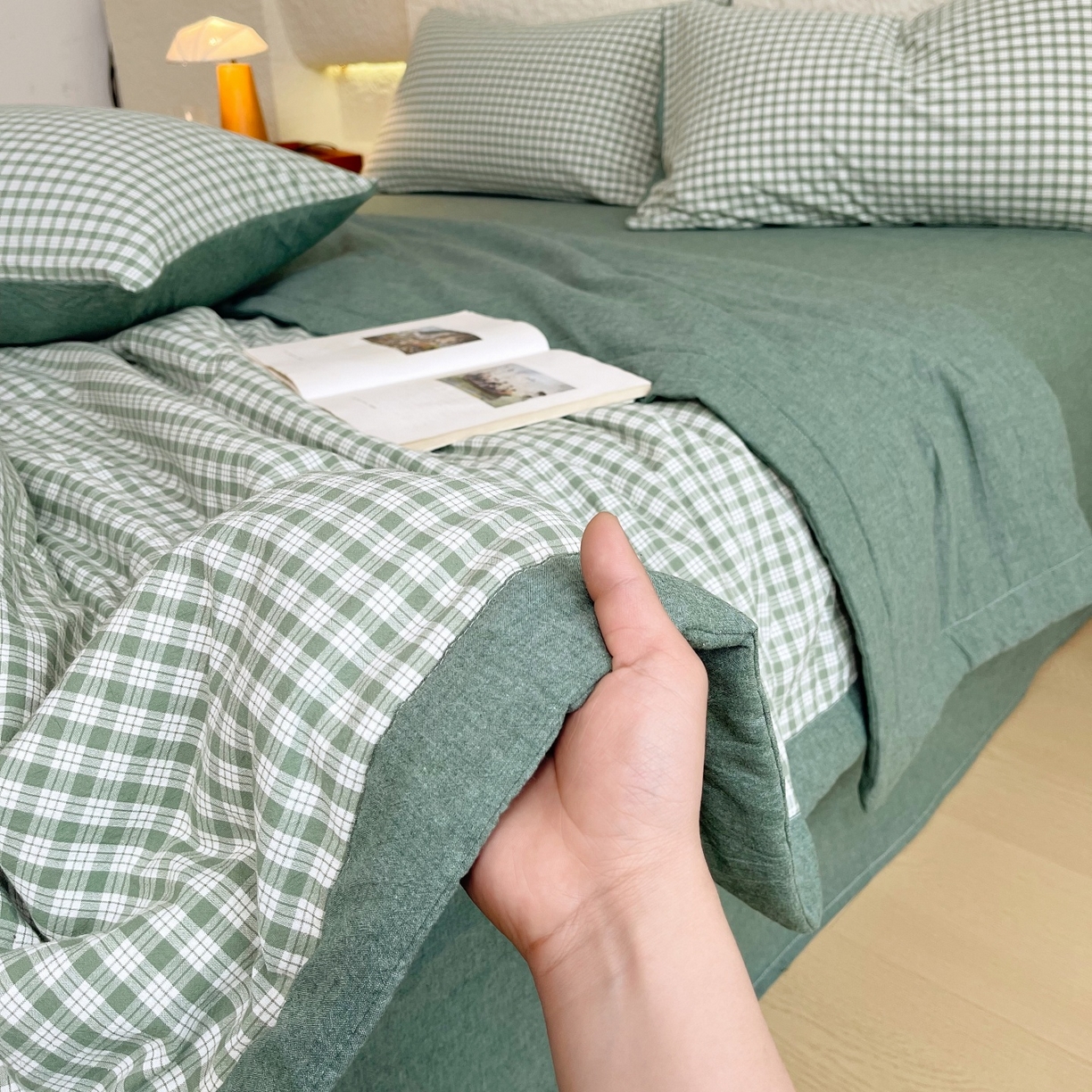 91家纺网 家纺一手货源 找家纺 梵克保罗 2026春夏新款水洗棉新疆棉花被绗缝款夏被系列单夏被夏凉被空调被 棉花被-绿小格