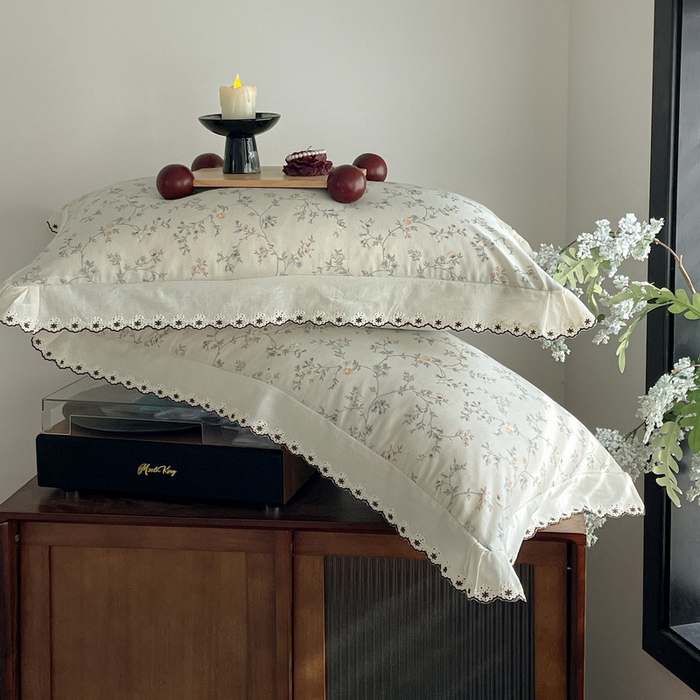 91家纺网 家纺一手货源 找家纺 慕晨 2026新款天丝莱赛尔棉麻数码印色织花边夏被四件套高级田园美式直播热款 晚絮