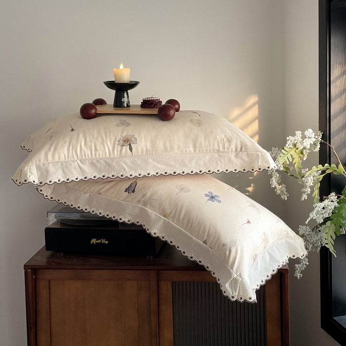 91家纺网 家纺一手货源 找家纺 慕晨 2026新款天丝莱赛尔棉麻数码印色织花边夏被四件套高级田园美式直播热款 月汐