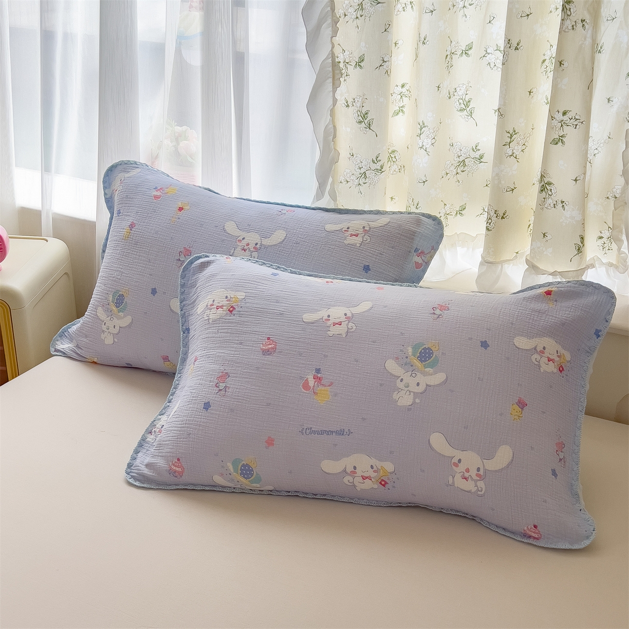 91家纺网 家纺一手货源 找家纺 兄弟坊 2026新款正版授权卡通全棉双层纱安抚被夏被纱布豆豆毯学校午睡被 天真玉桂狗