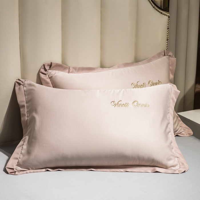 91家纺网 家纺一手货源 找家纺 绒世界 2026新款水洗真丝盛夏系列四件套单被套四件套 粉玉香槟