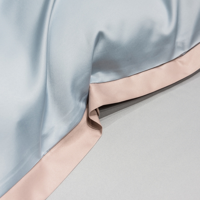 91家纺网 家纺一手货源 找家纺 绒世界 2026新款水洗真丝盛夏系列四件套单被套四件套 月光蓝