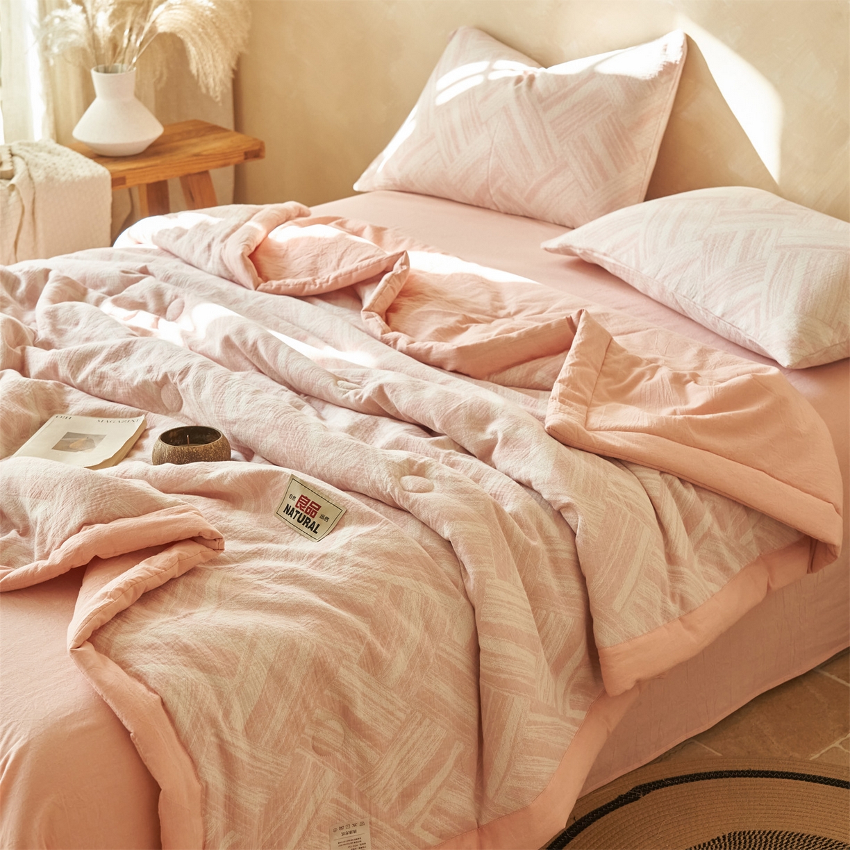 91家纺网 家纺一手货源 找家纺 （总）恬思语家纺 2026春夏新款里外全棉纯棉大提花棉花夏被--洛克系列