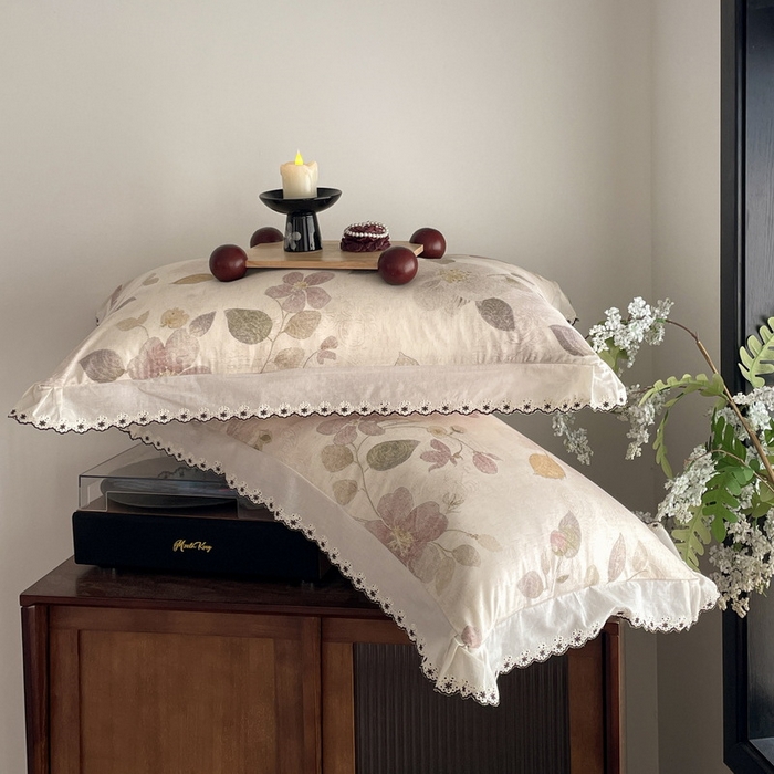 91家纺网 家纺一手货源 找家纺 慕晨 2026新款天丝莱赛尔棉麻数码印色织花边夏被四件套高级田园美式直播热款 紫慕