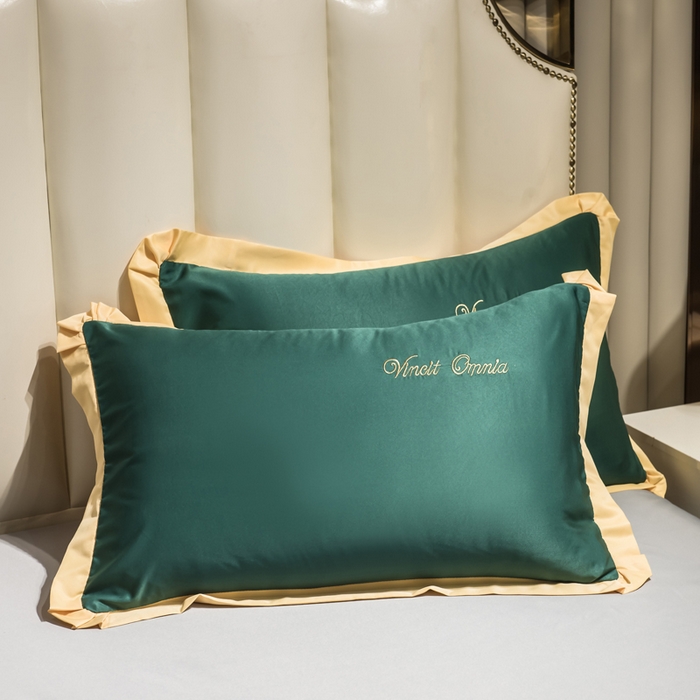 91家纺网 家纺一手货源 找家纺 绒世界 2026新款水洗真丝盛夏系列四件套单被套四件套 宝石绿