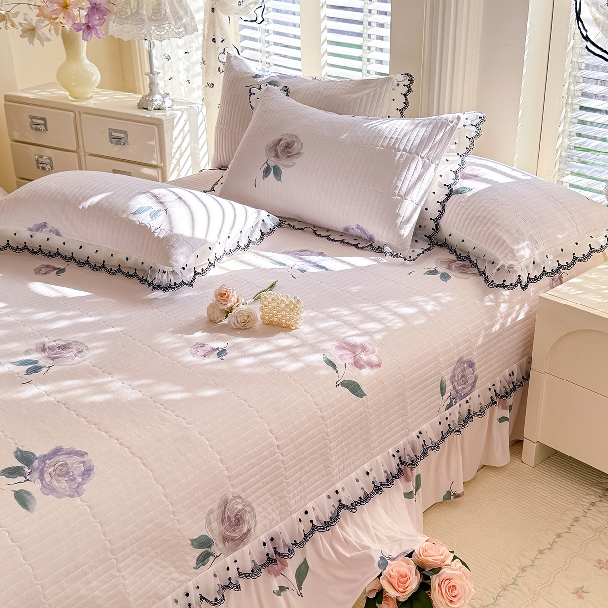 91家纺网 家纺一手货源 找家纺 （总）绒世界 2026新款凉感丝夹棉床盖款三件套