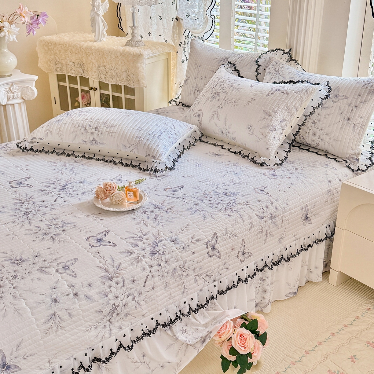 91家纺网 家纺一手货源 找家纺 （总）绒世界 2026新款凉感丝夹棉床盖款三件套