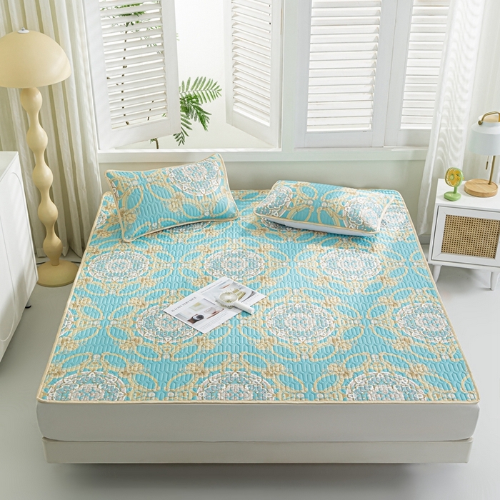 91家纺网 家纺一手货源 找家纺 （总）美丽折家纺 2026新款凉感丝乳胶凉席款 乳胶凉席三件套