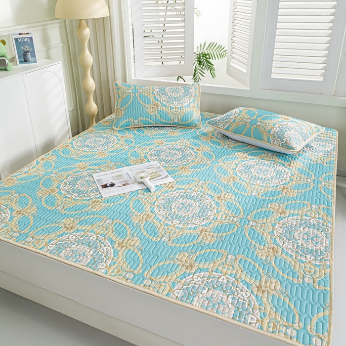 91家纺网 家纺一手货源 找家纺 （总）美丽折家纺 2026新款凉感丝乳胶凉席款 乳胶凉席三件套