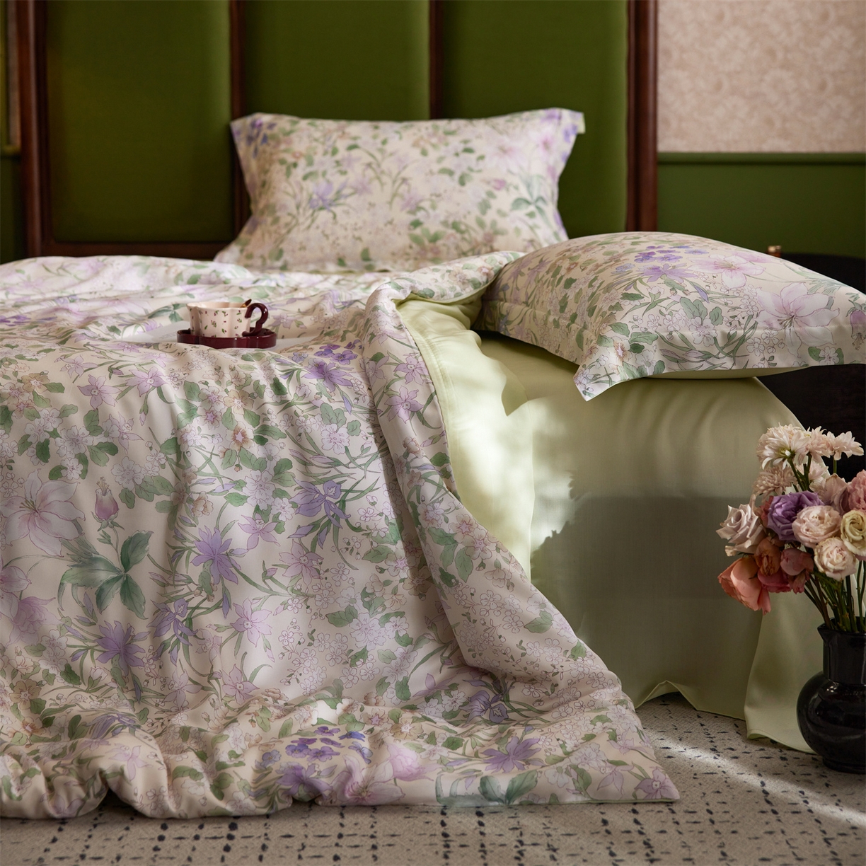 91家纺网 家纺一手货源 找家纺 （总）初拾 2026新款春夏小清新莱赛尔数码印花四件套 会员减10 控价：日常券后不低于298 元 