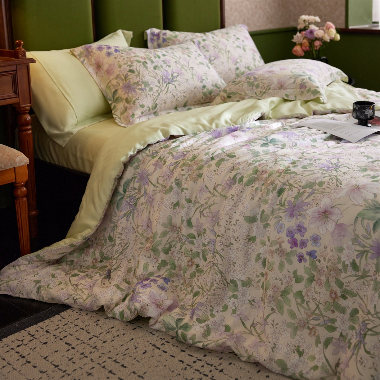 91家纺网 家纺一手货源 找家纺 （总）初拾 2026新款春夏小清新莱赛尔数码印花四件套 会员减10 控价：日常券后不低于298 元 