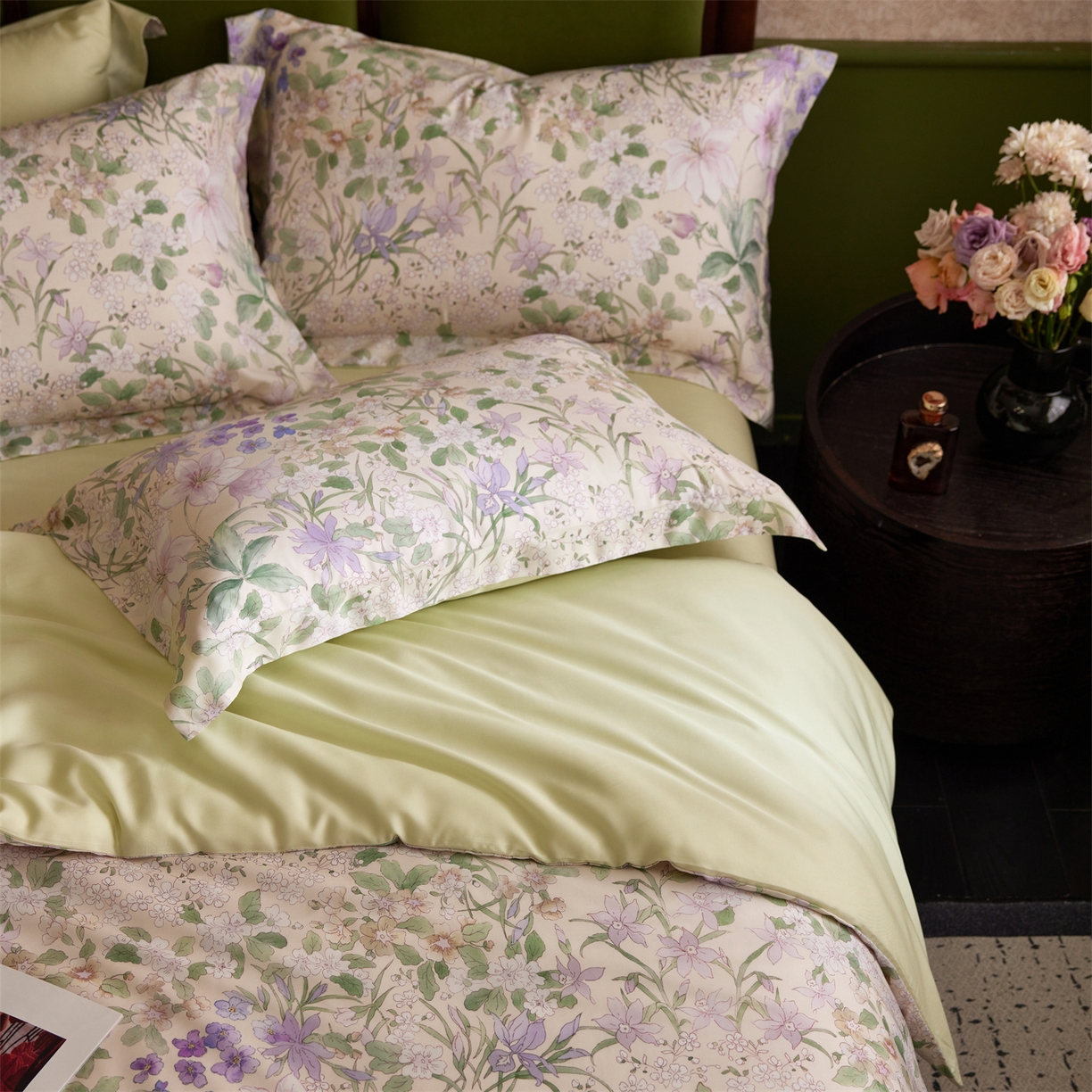 91家纺网 家纺一手货源 找家纺 初拾 2026新款春夏小清新莱赛尔数码印花四件套 会员减10 控价：日常券后不低于298 元  栀子夏天