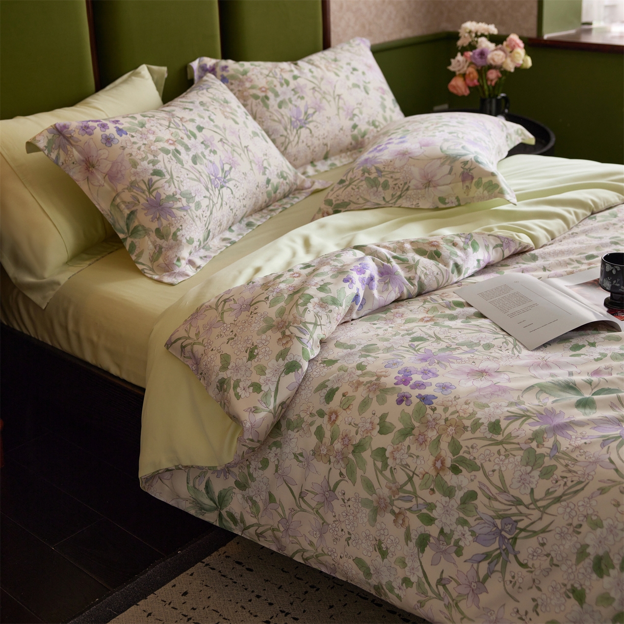 91家纺网 家纺一手货源 找家纺 初拾 2026新款春夏小清新莱赛尔数码印花四件套 会员减10 控价：日常券后不低于298 元  栀子夏天