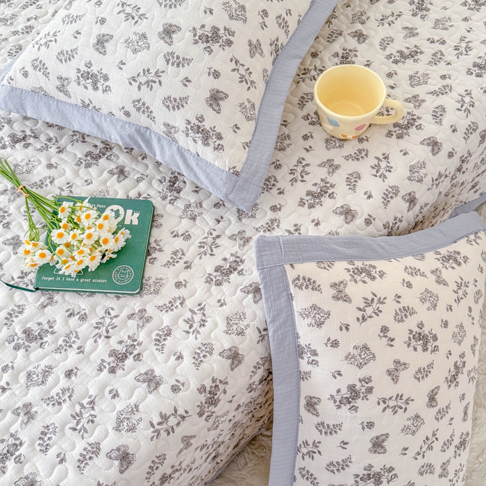 91家纺网 家纺一手货源 找家纺 999家纺 2026新款四季跑量款A类云感双层纱床盖床单三件套夹棉榻榻米炕盖(提供买家秀） 浅画【简约款】