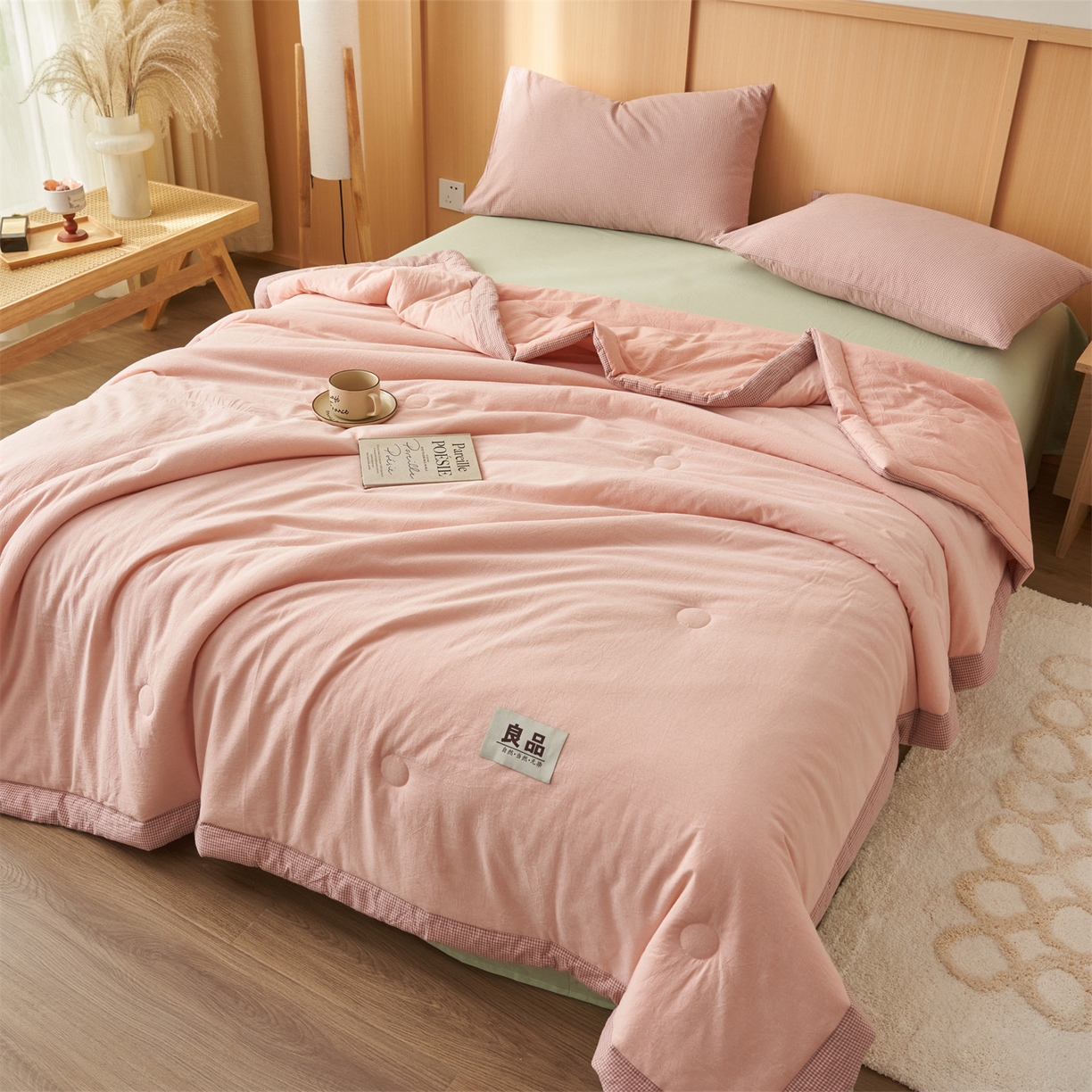 91家纺网 家纺一手货源 找家纺 （总）恬思语家纺 2026春夏新款里外全棉纯棉纯色棉花夏被-百丽系列