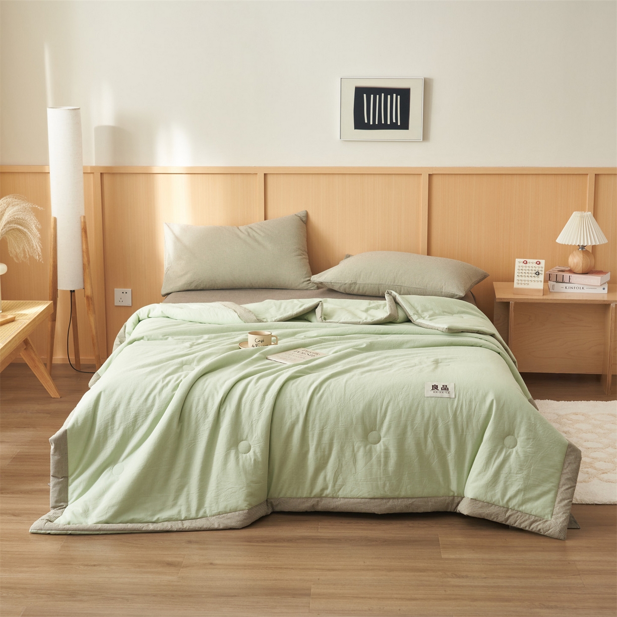 91家纺网 家纺一手货源 找家纺 恬思语家纺 2026春夏新款里外全棉纯棉纯色棉花夏被-百丽系列 百丽-绿