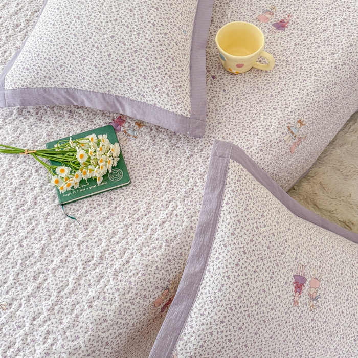 91家纺网 家纺一手货源 找家纺 999家纺 2026新款四季跑量款A类云感双层纱床盖床单三件套夹棉榻榻米炕盖(提供买家秀） 寻梦紫【简约款】