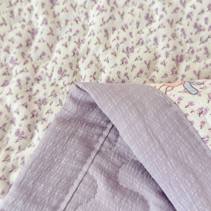 91家纺网 家纺一手货源 找家纺 999家纺 2026新款四季跑量款A类云感双层纱床盖床单三件套夹棉榻榻米炕盖(提供买家秀） 寻梦紫【简约款】