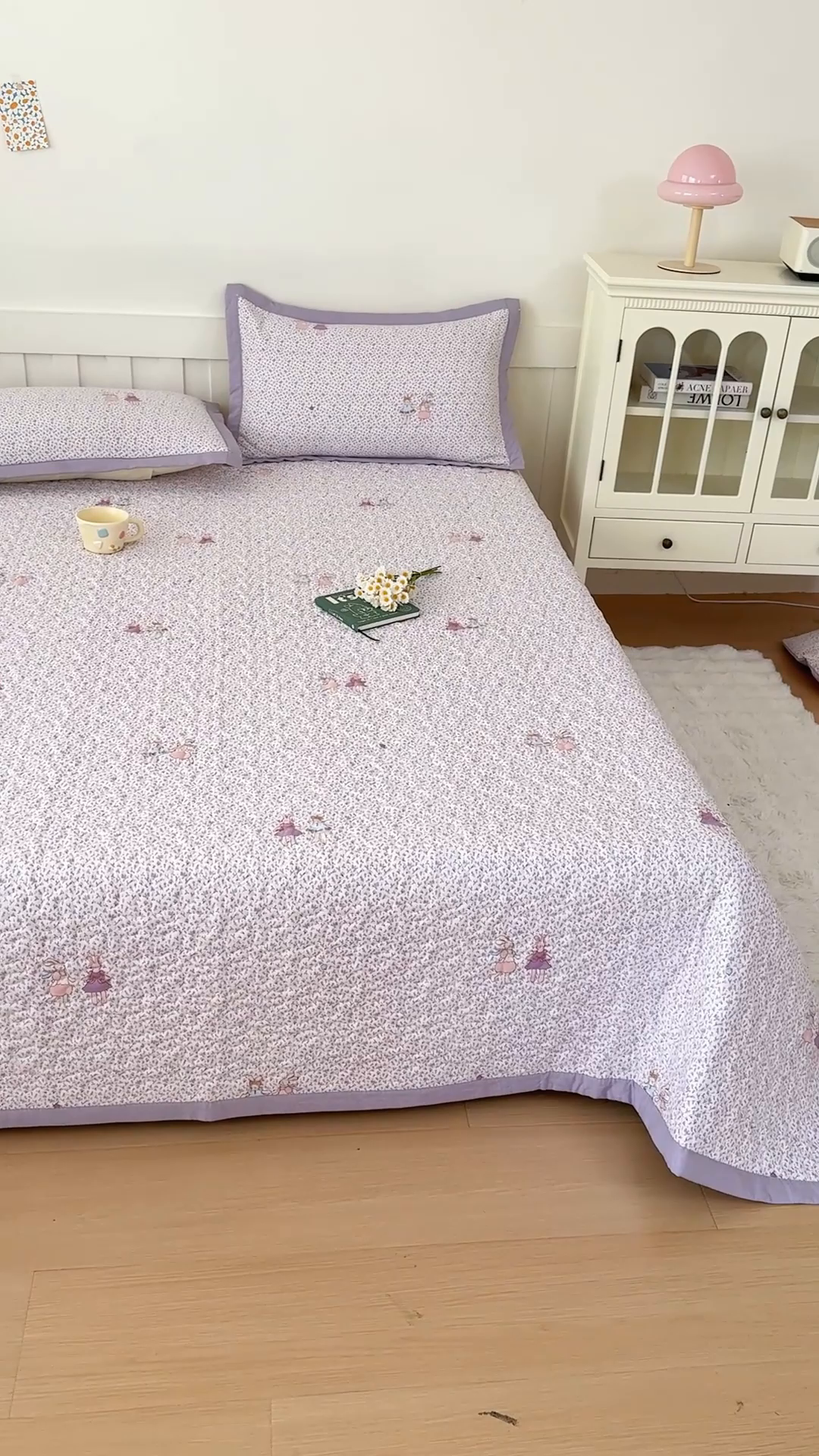 91家纺网 家纺一手货源 找家纺 999家纺 2026新款四季跑量款A类云感双层纱床盖床单三件套夹棉榻榻米炕盖(提供买家秀） 寻梦紫【简约款】