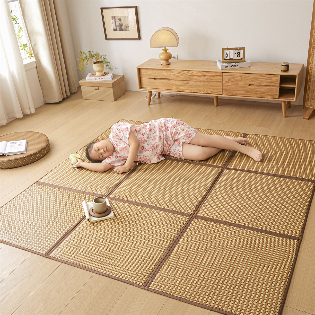 91家纺网 家纺一手货源 找家纺 新太阳蚊帐 2026新款夏季拼接地垫 格纹逸境