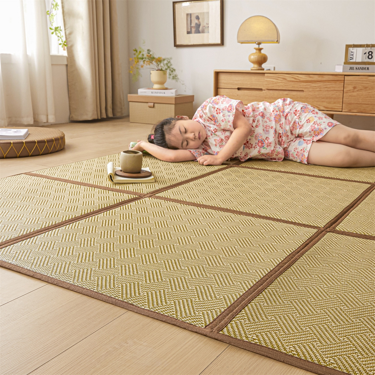 91家纺网 家纺一手货源 找家纺 新太阳蚊帐 2026新款夏季拼接地垫 绿韵悠居