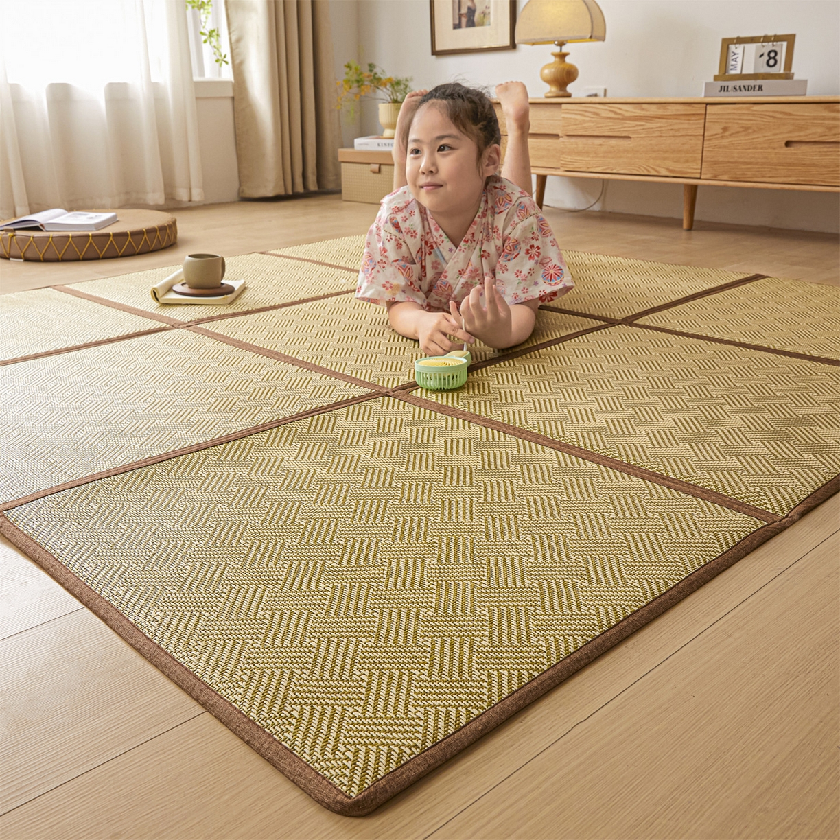 91家纺网 家纺一手货源 找家纺 新太阳蚊帐 2026新款夏季拼接地垫 绿韵悠居