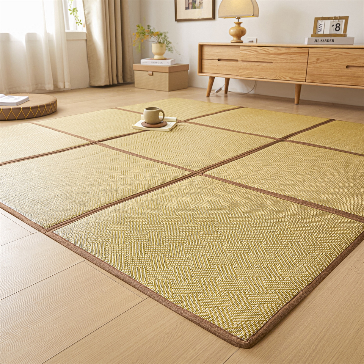 91家纺网 家纺一手货源 找家纺 新太阳蚊帐 2026新款夏季拼接地垫 绿韵悠居