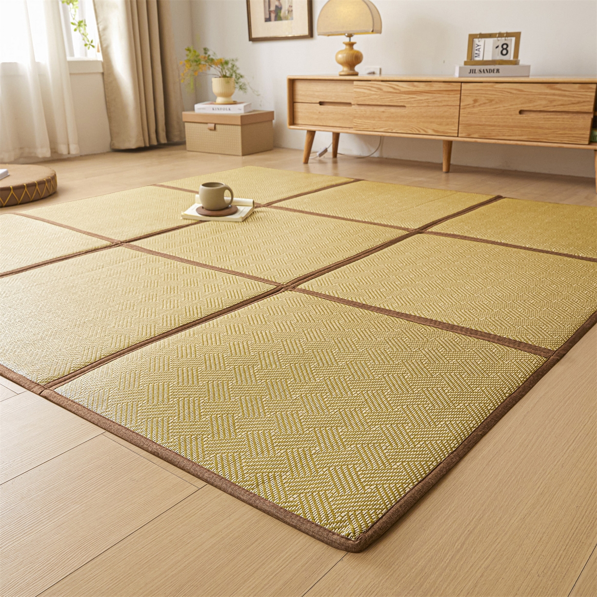 91家纺网 家纺一手货源 找家纺 新太阳蚊帐 2026新款夏季拼接地垫 绿韵悠居