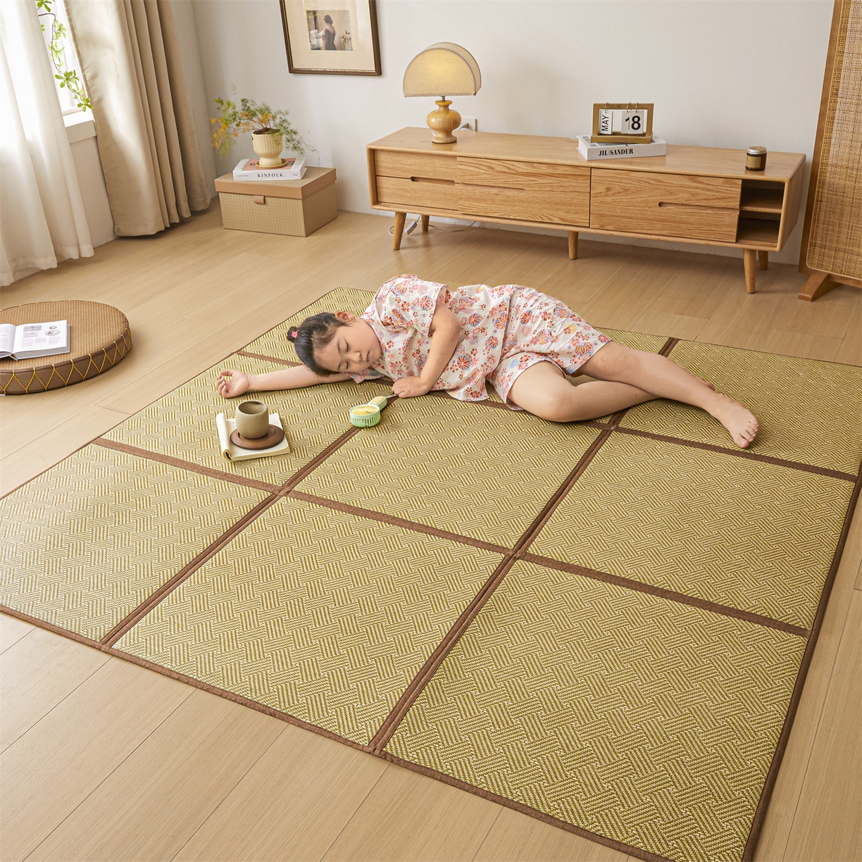 91家纺网 家纺一手货源 找家纺 新太阳蚊帐 2026新款夏季拼接地垫 绿韵悠居