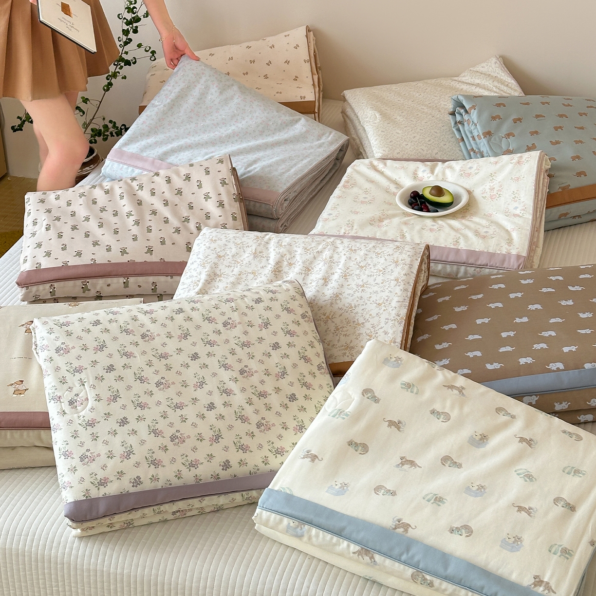 91家纺网 家纺一手货源 找家纺 （总）一加一 2026新款活性印花透气工艺大豆夏被夏凉被空调被四件套-棉花叙