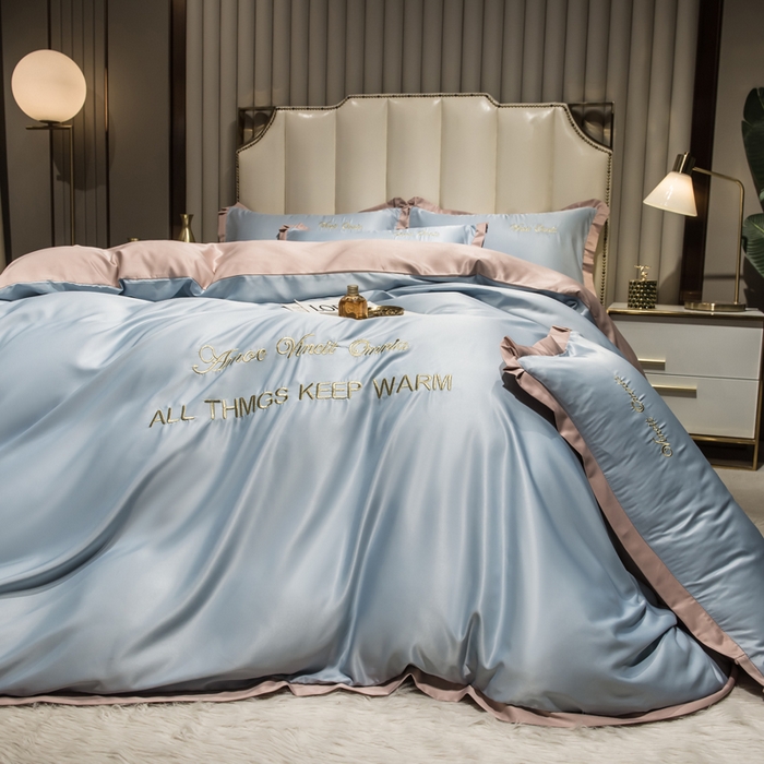 91家纺网 家纺一手货源 找家纺 （总）丝印良品 2026新款水洗真丝盛夏系列四件套单被套四件套