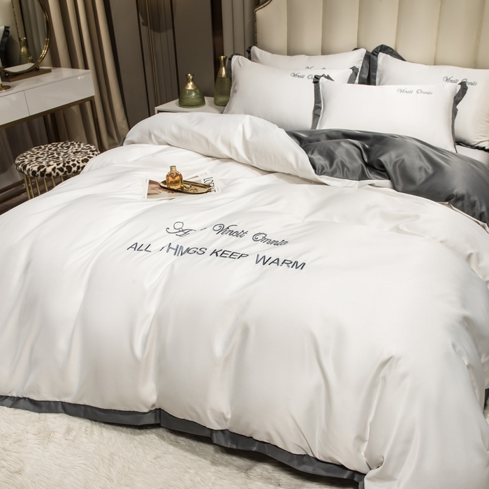 91家纺网 家纺一手货源 找家纺 丝印良品 2026新款水洗真丝盛夏系列四件套单被套四件套 珍珠白